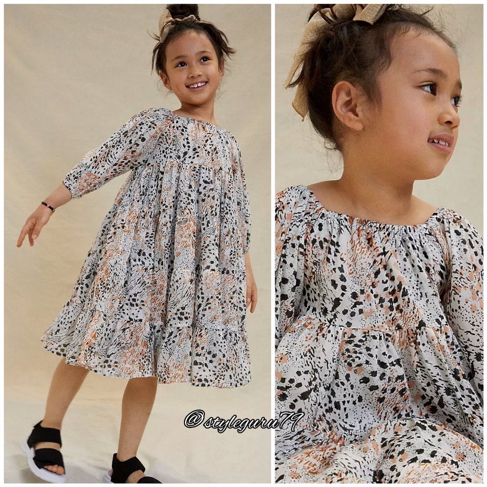 NWT, Anthropologie, Erika Pena Leopard Print Kids Dress